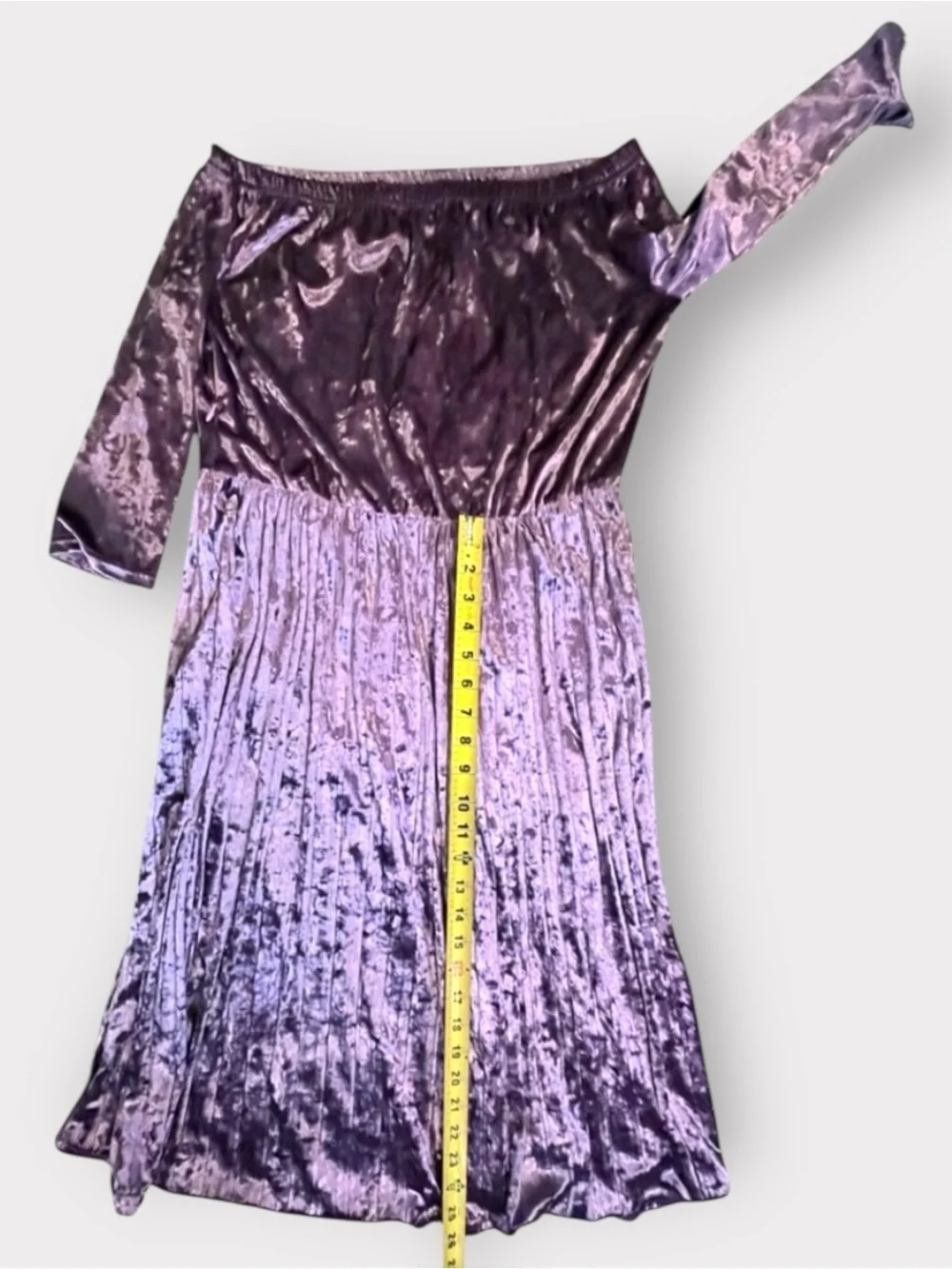 Off-Shoulder Midi Dress Lilac Purple | Suggested Fit L/XL Cocktail Crush Velvet